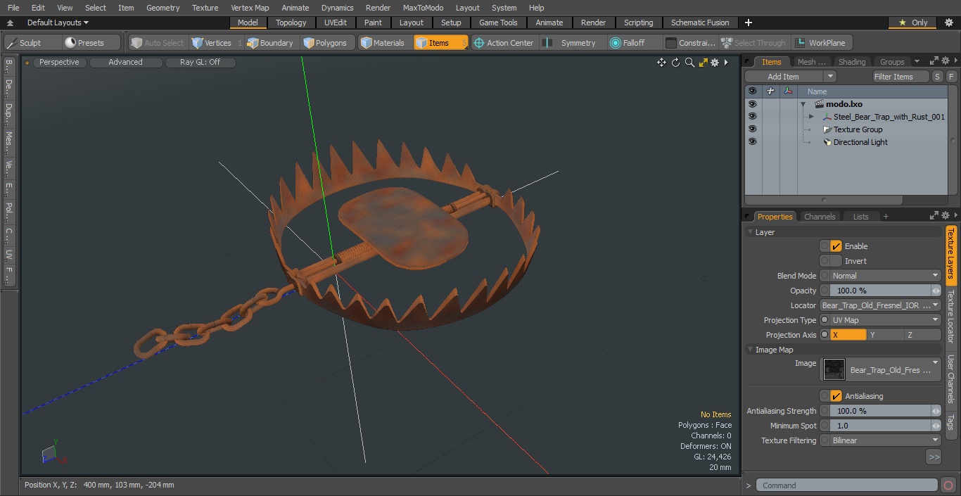 3D model Steel Bear Trap with Rust