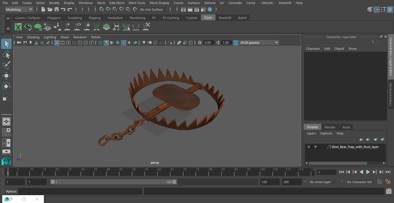 3D model Steel Bear Trap with Rust