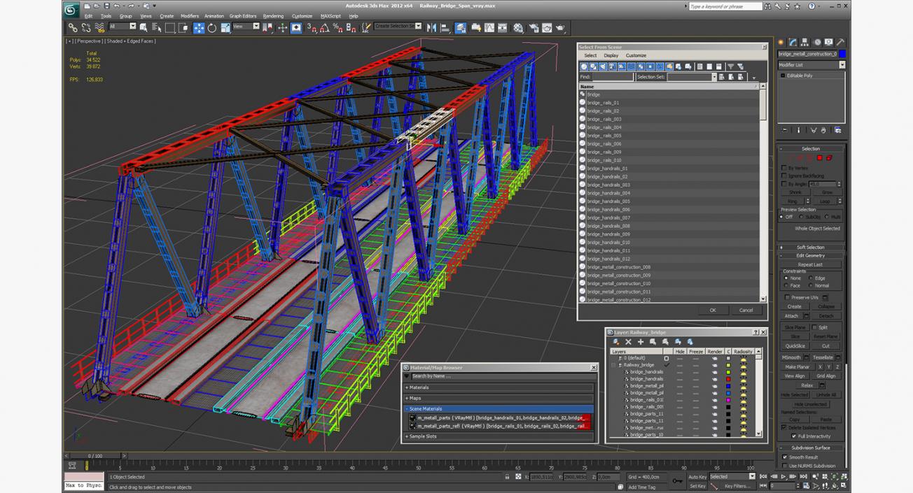 Railway Bridge Span 3D model