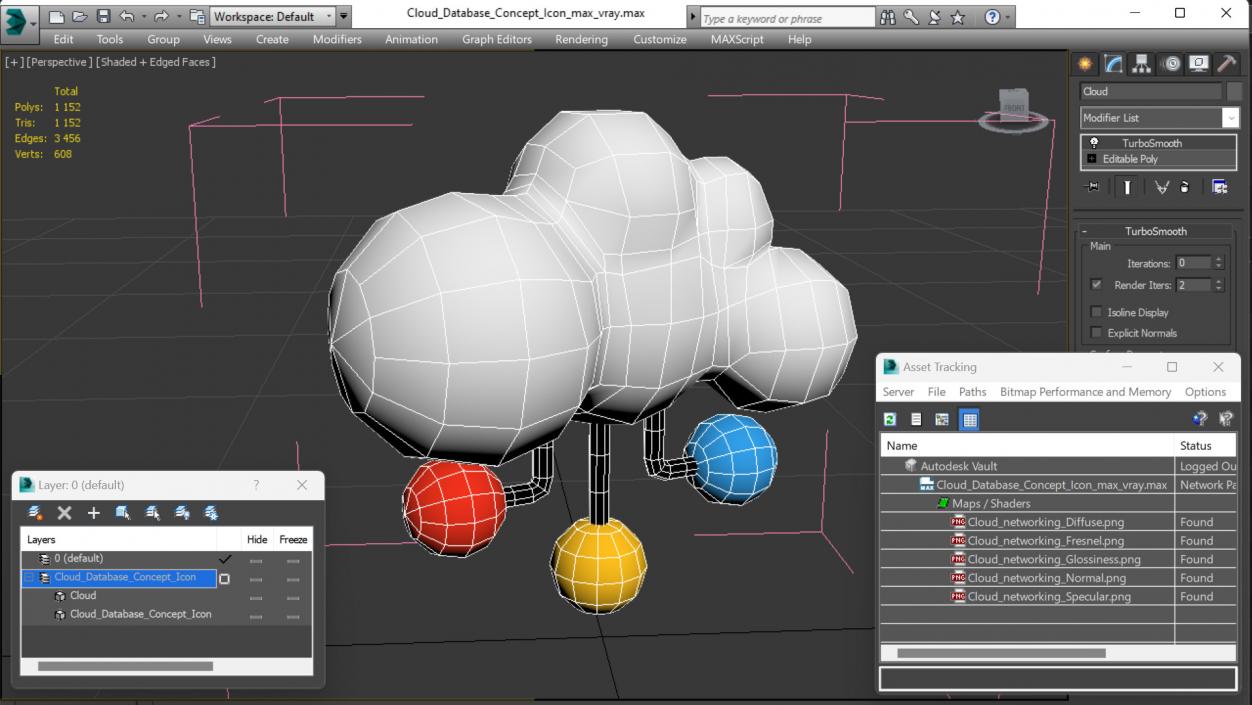 Cloud Database Concept Icon 3D