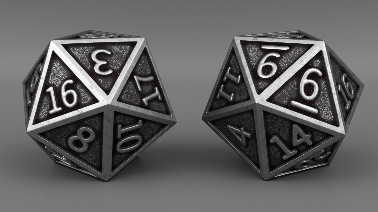 DND D20 Dice Silver 3D model