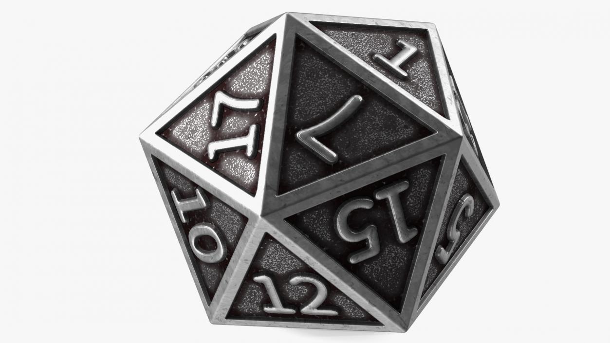 DND D20 Dice Silver 3D model