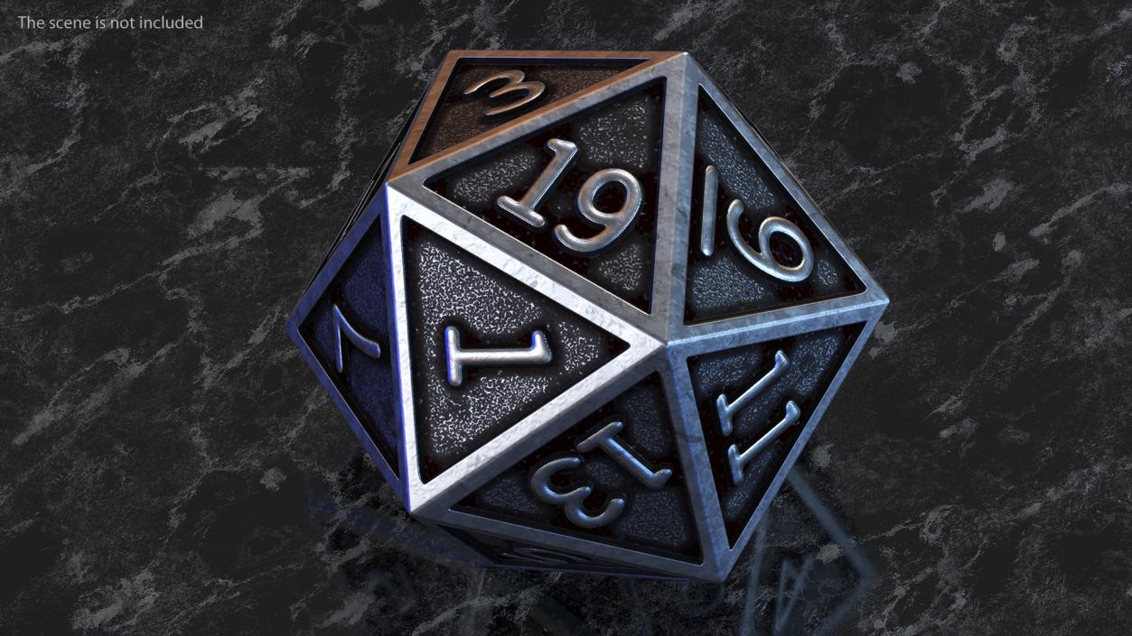 DND D20 Dice Silver 3D model