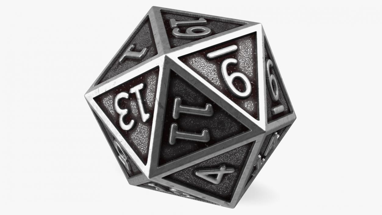 DND D20 Dice Silver 3D model