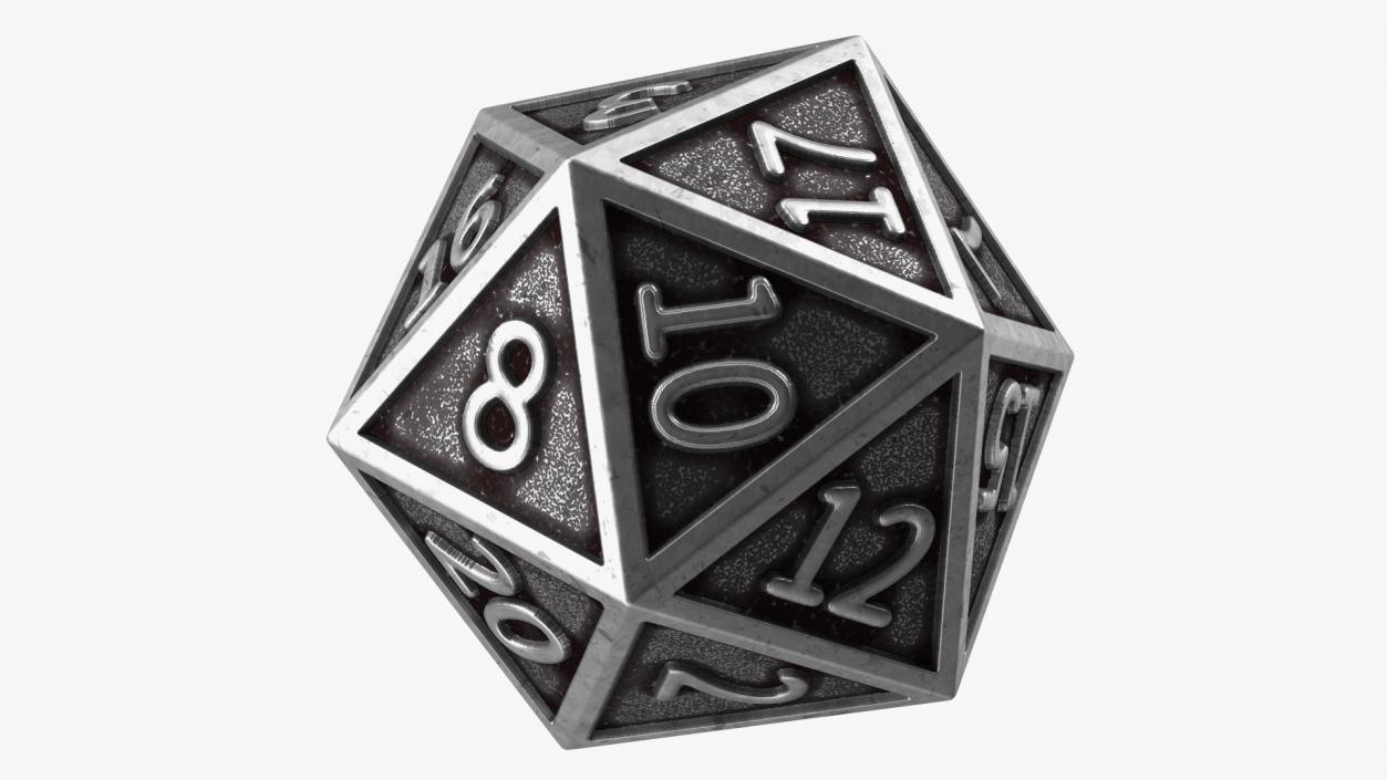 DND D20 Dice Silver 3D model