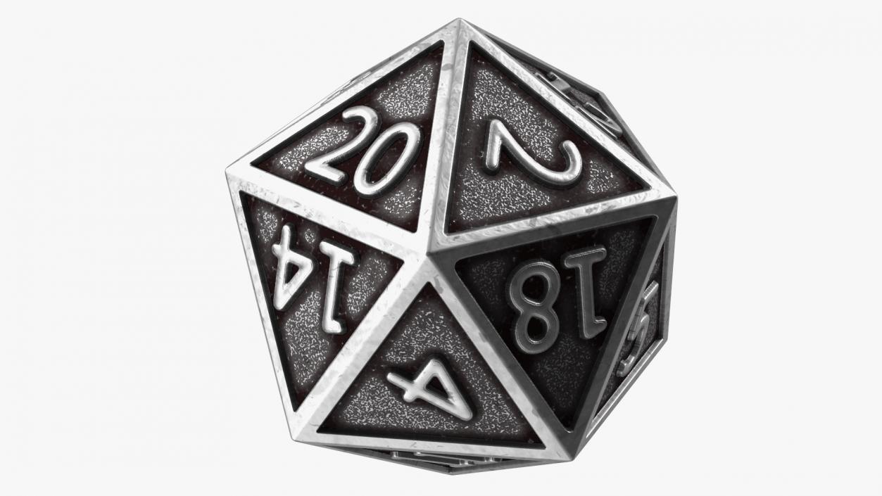 DND D20 Dice Silver 3D model