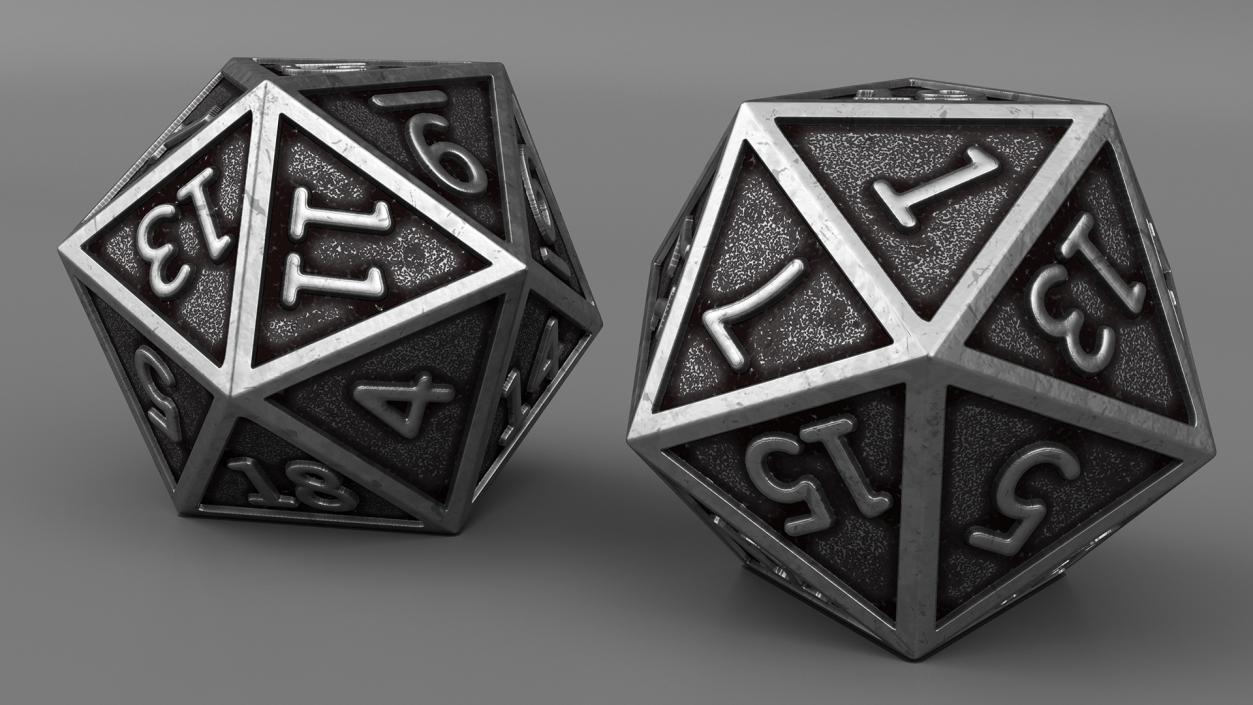 DND D20 Dice Silver 3D model