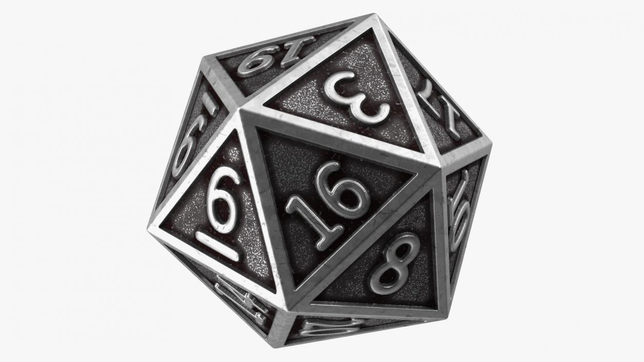 DND D20 Dice Silver 3D model