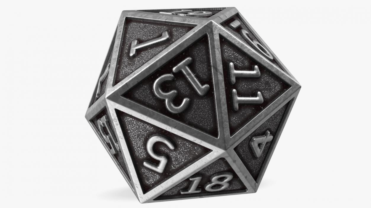 DND D20 Dice Silver 3D model