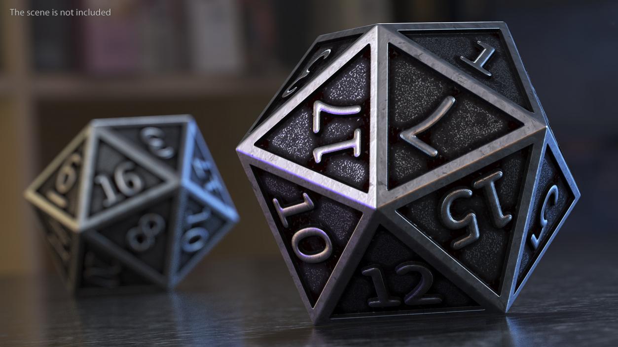 DND D20 Dice Silver 3D model