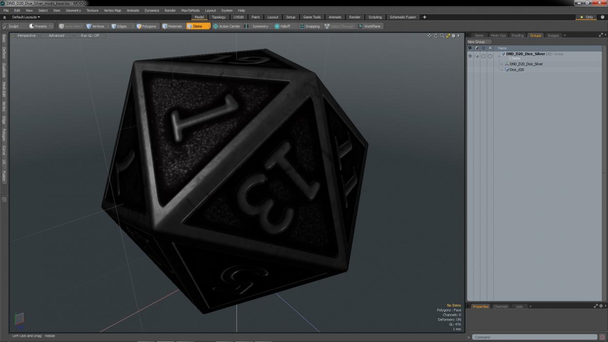 DND D20 Dice Silver 3D model