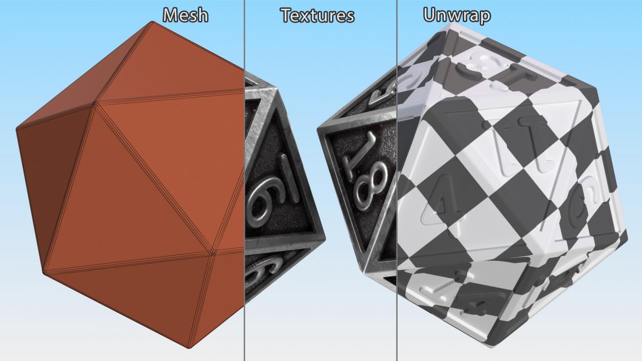 DND D20 Dice Silver 3D model