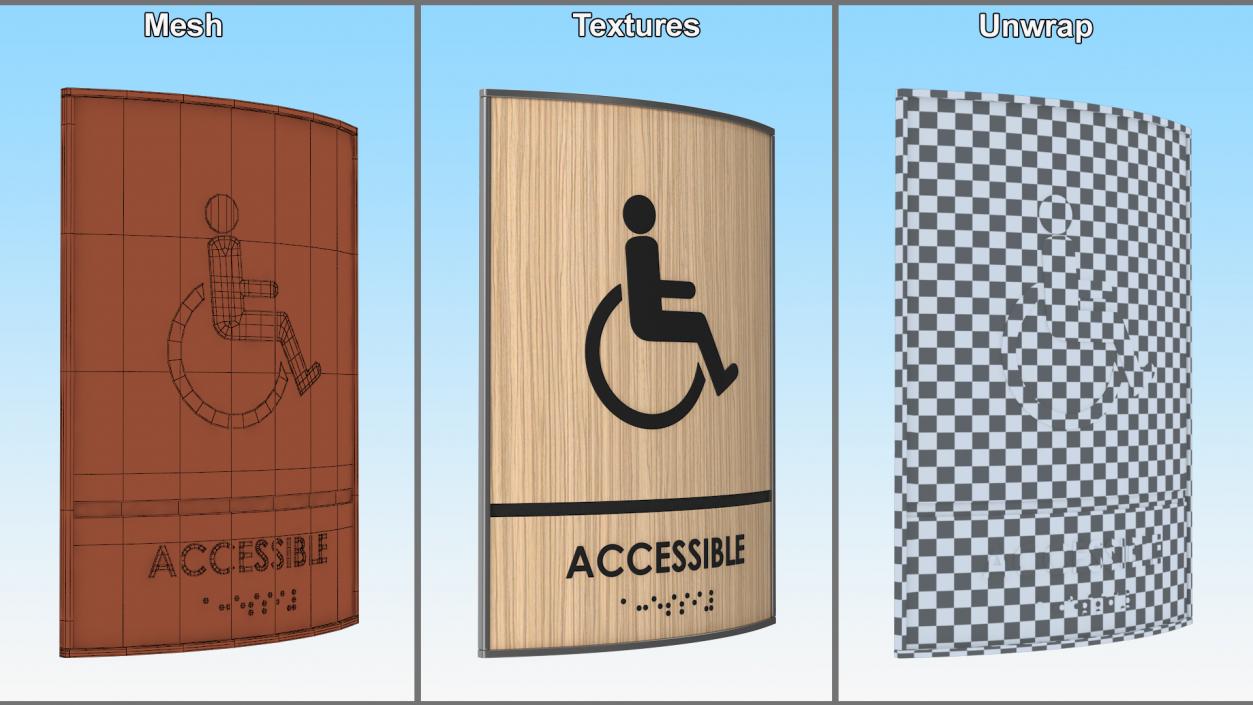 Accessible Restroom Braille Sign 3D