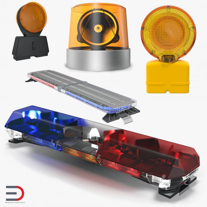 3D model Emergency Warning Lights Collection