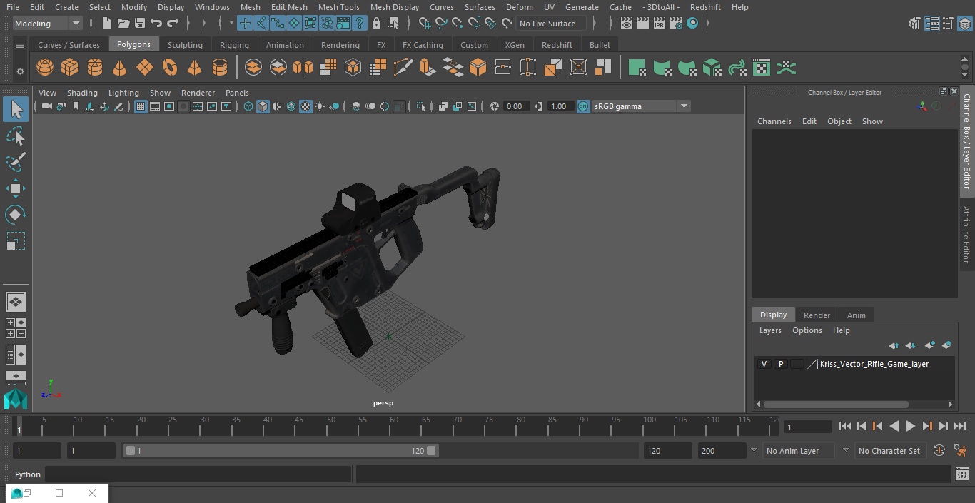 3D model Kriss Vector Rifle Game Weapon