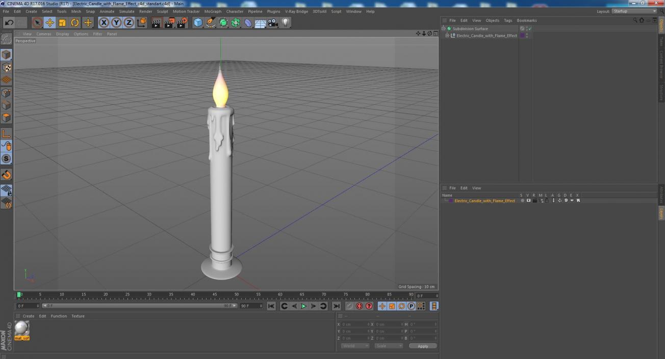 3D Electric Candle with Flame Effect model