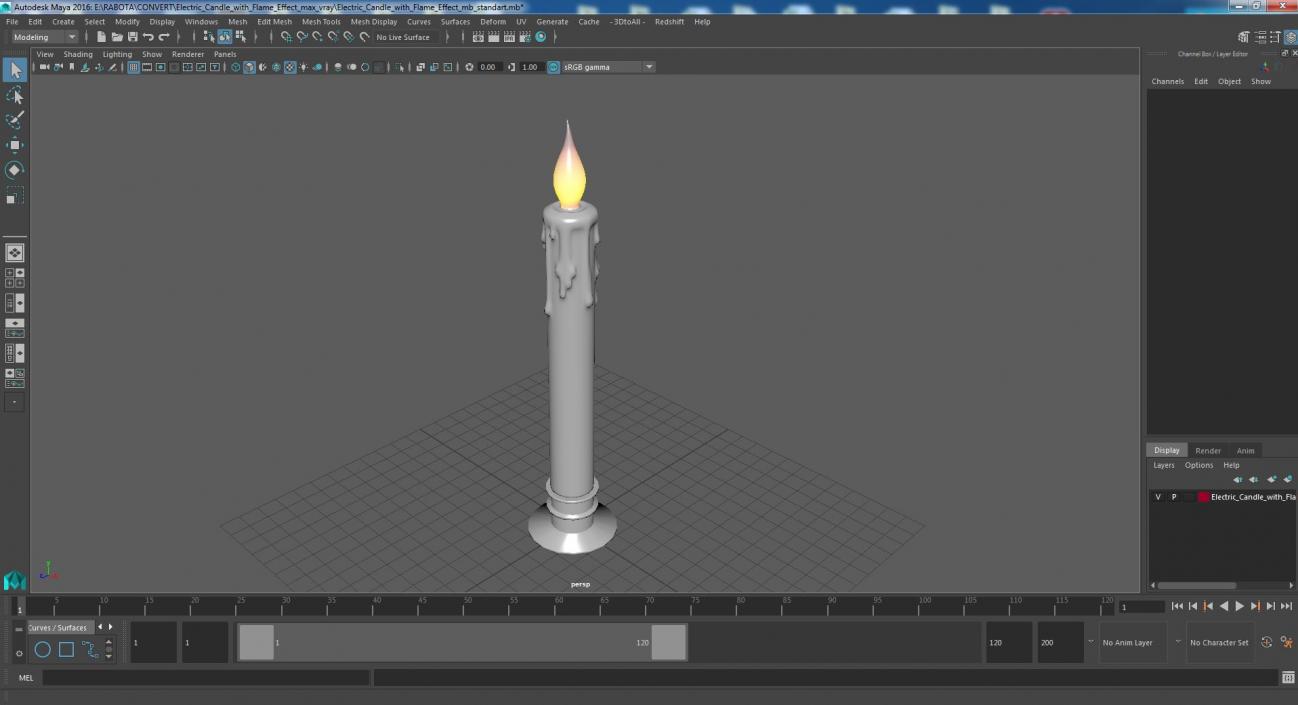 3D Electric Candle with Flame Effect model