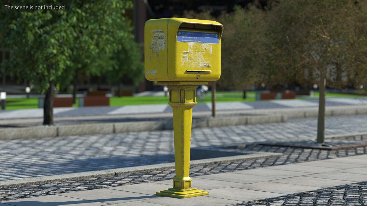 3D French Yellow Mailbox Posts Collection model