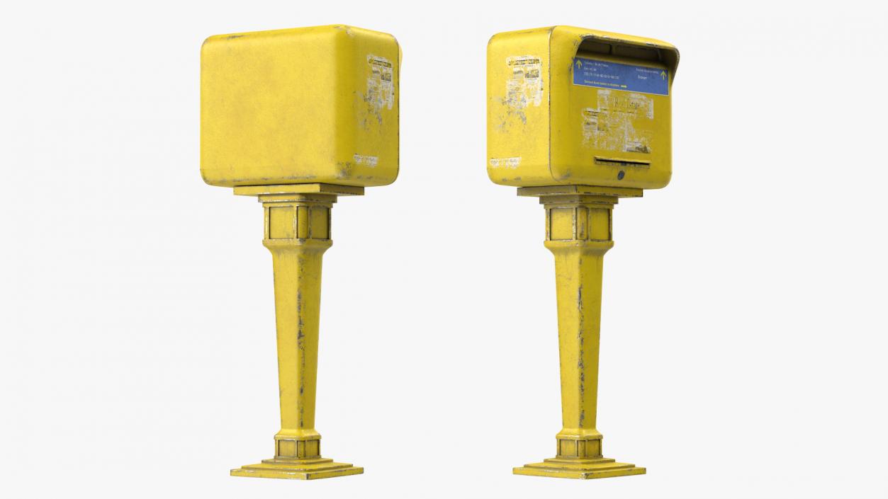 3D French Yellow Mailbox Posts Collection model