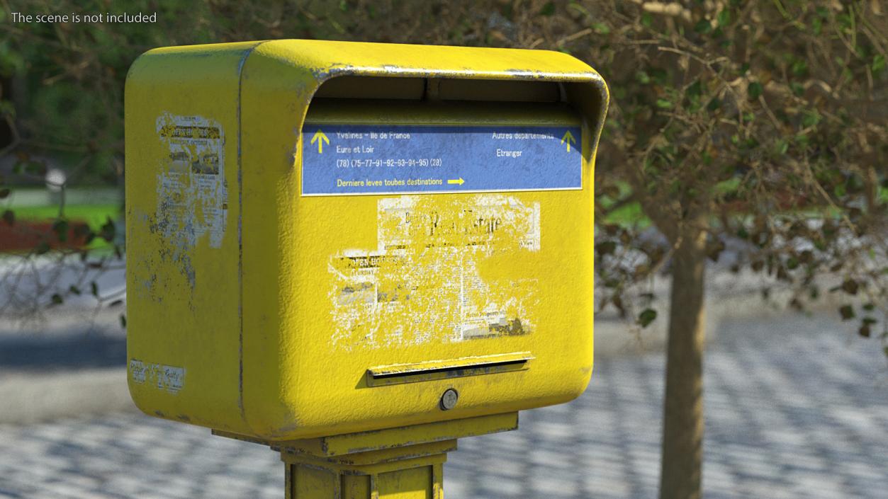 3D French Yellow Mailbox Posts Collection model