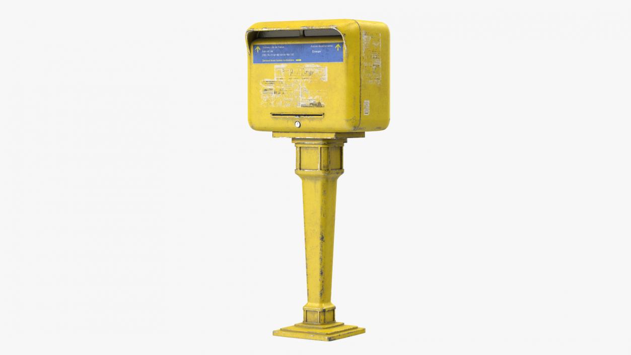 3D French Yellow Mailbox Posts Collection model