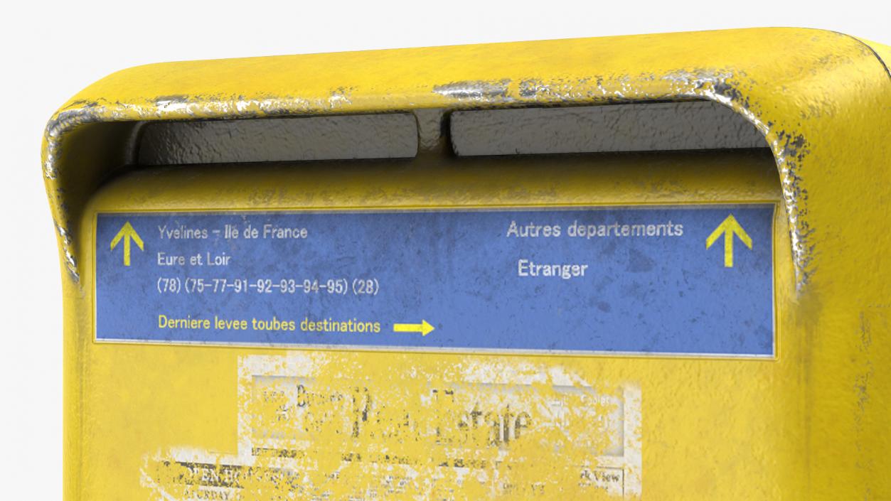 3D French Yellow Mailbox Posts Collection model