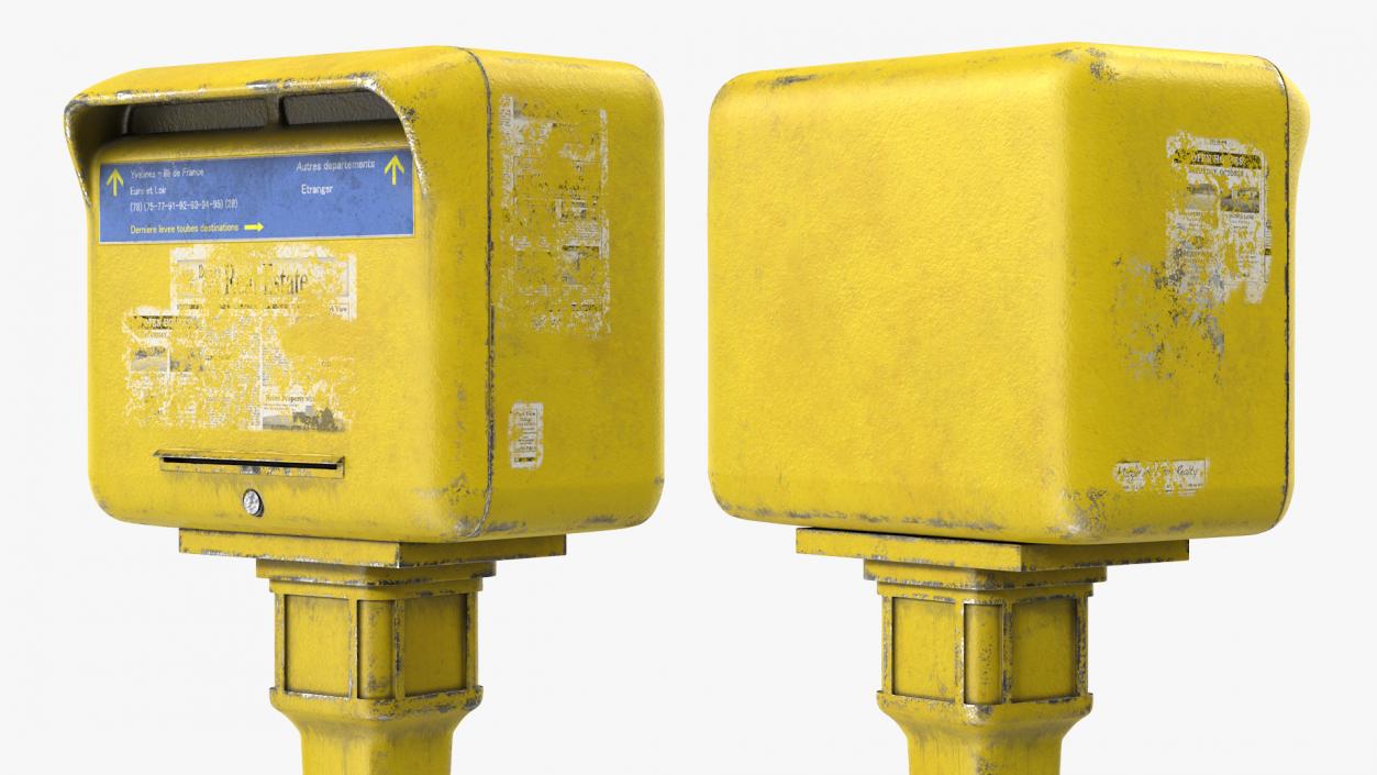 3D French Yellow Mailbox Posts Collection model