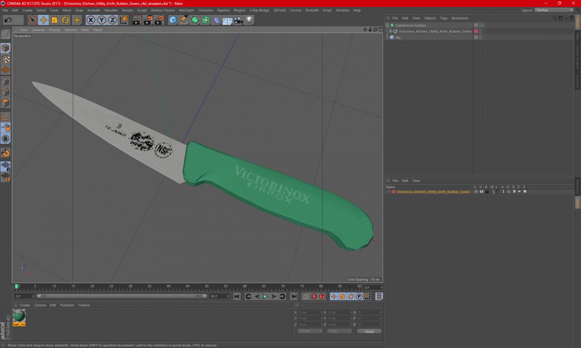 3D model Victorinox Kitchen Utility Knife Rubber Green