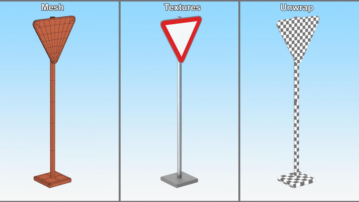 3D Road Sign Give Way model