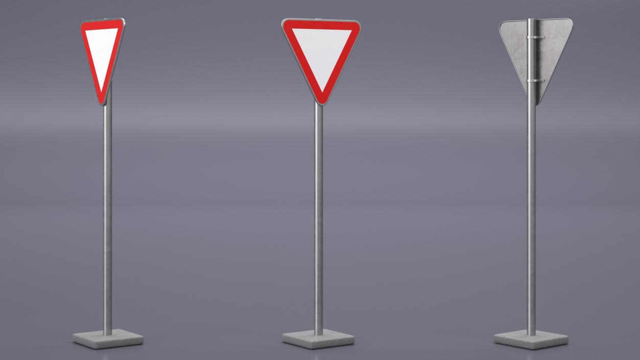 3D Road Sign Give Way model