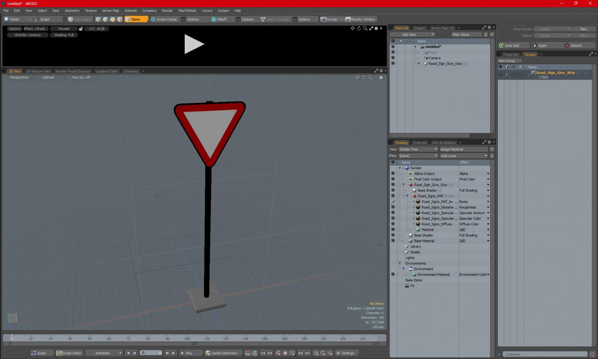 3D Road Sign Give Way model