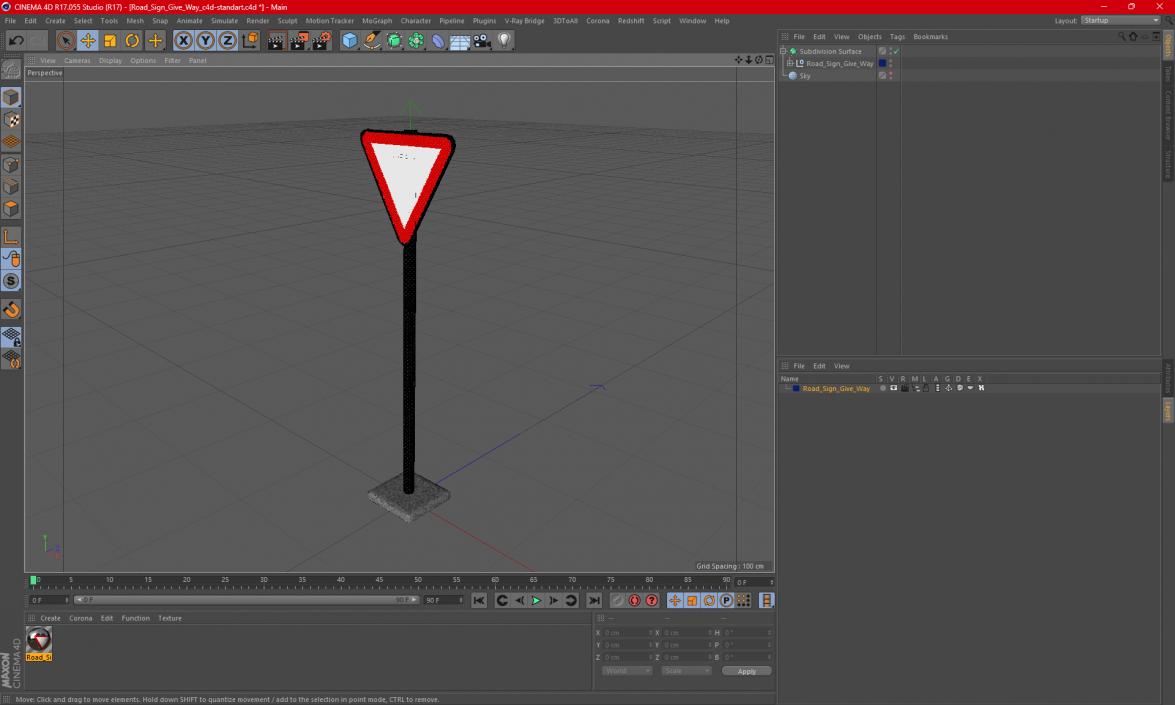 3D Road Sign Give Way model