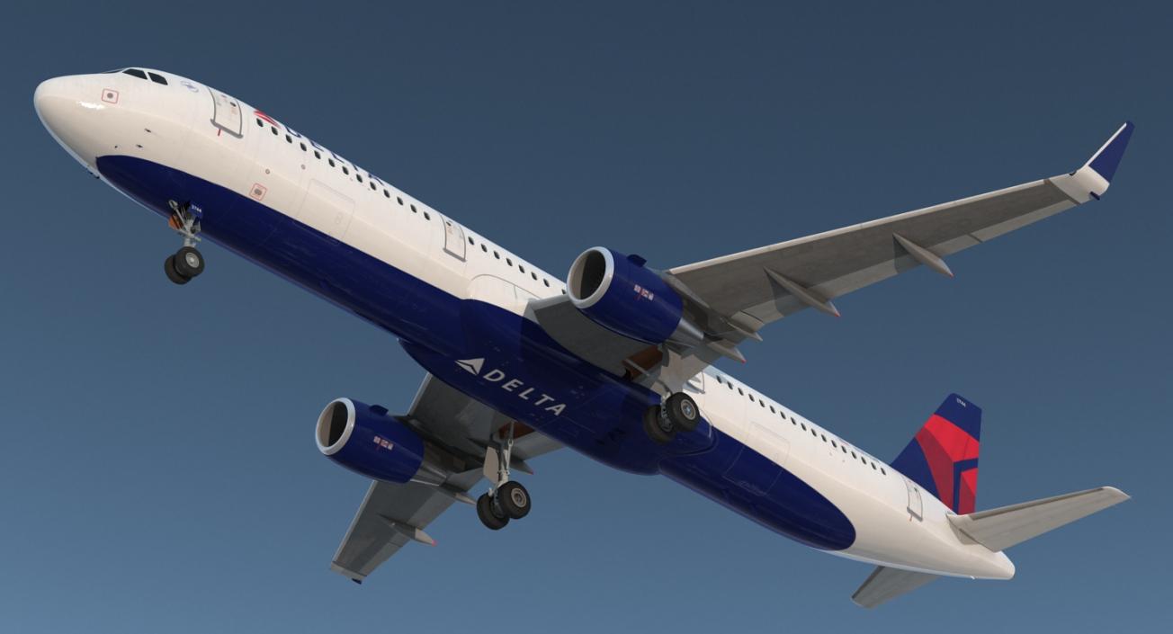 3D model Airbus A321 Delta Airlines with Interior