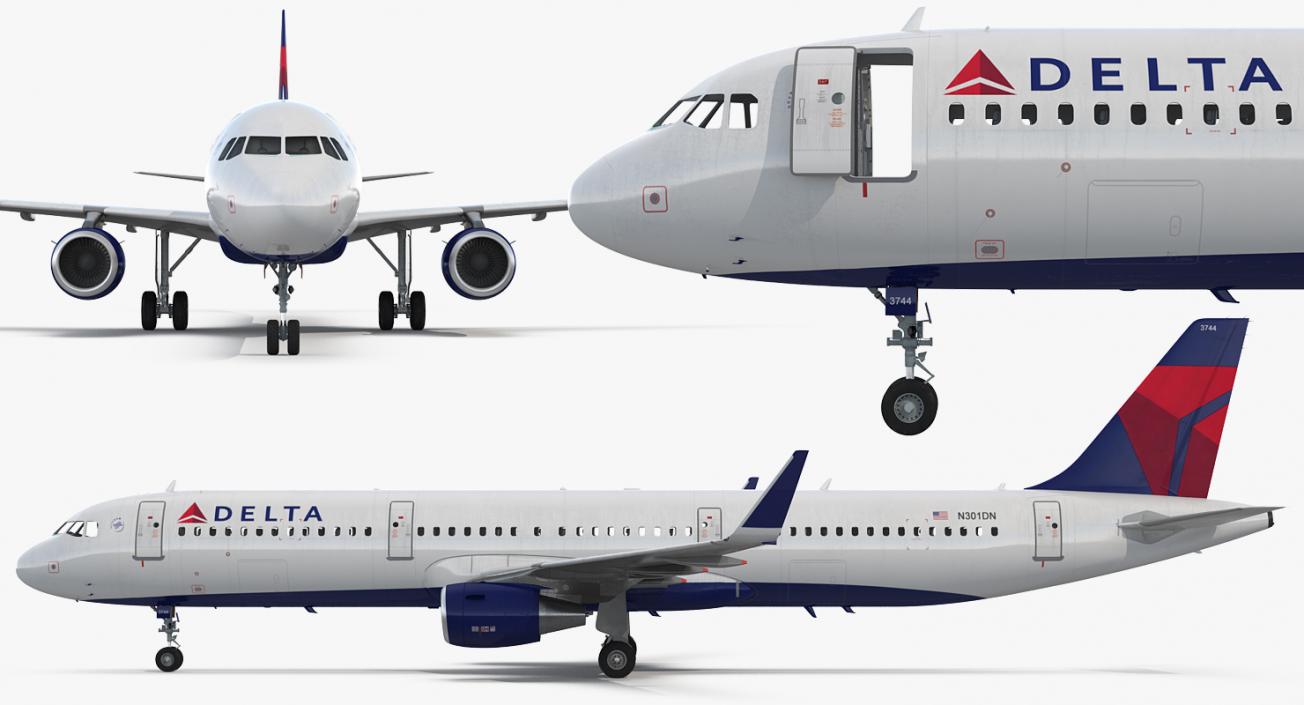 3D model Airbus A321 Delta Airlines with Interior