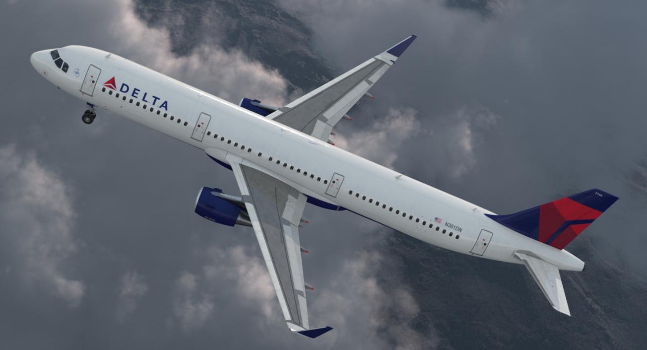 3D model Airbus A321 Delta Airlines with Interior