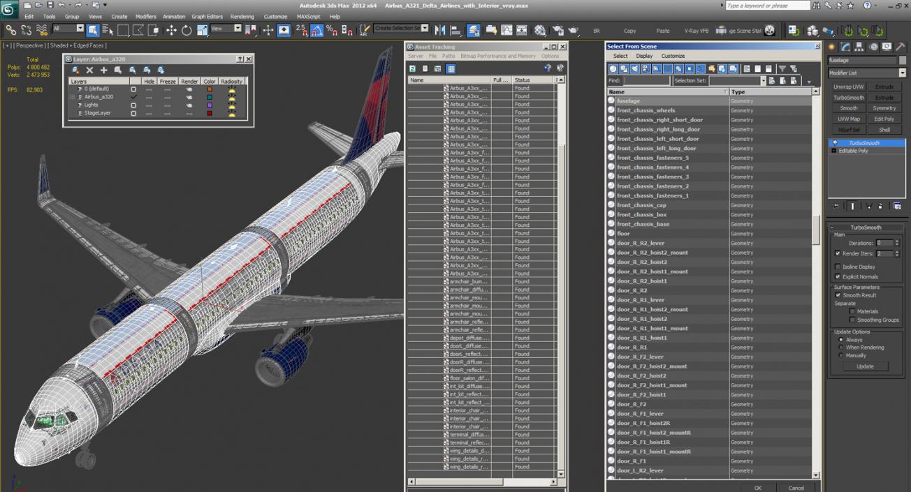 3D model Airbus A321 Delta Airlines with Interior