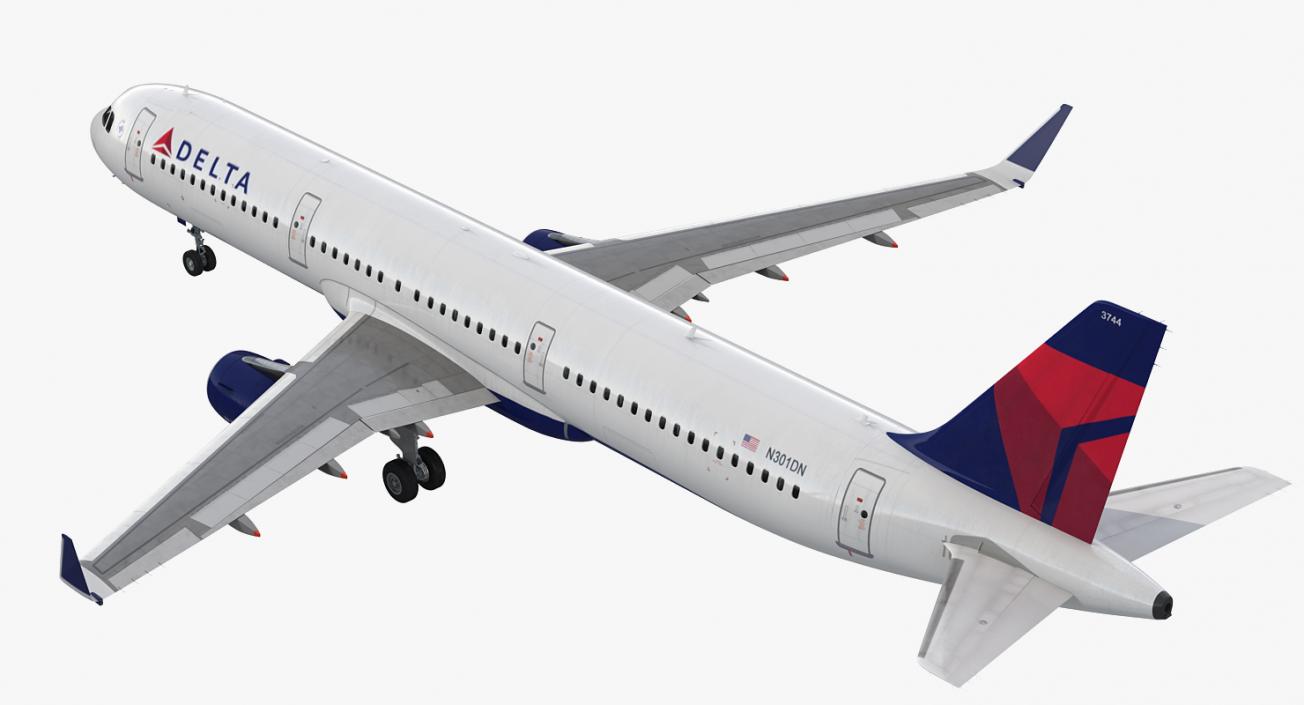 3D model Airbus A321 Delta Airlines with Interior