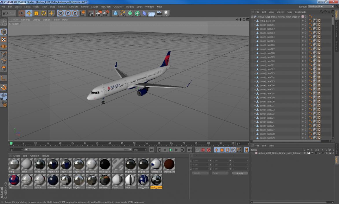 3D model Airbus A321 Delta Airlines with Interior