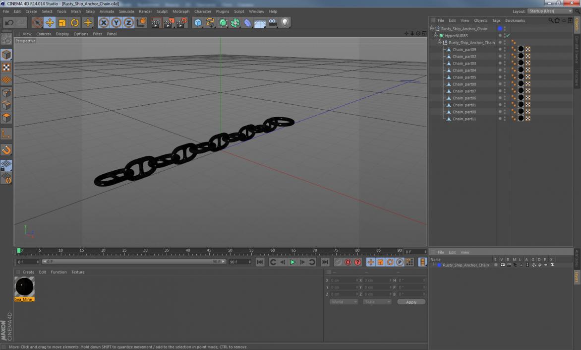 3D Rusty Ship Anchor Chain model