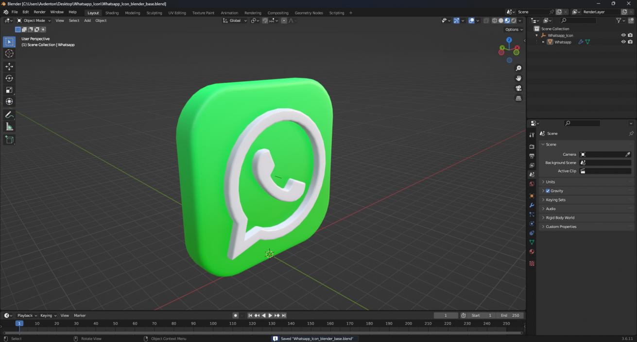 3D Whatsapp Icon model