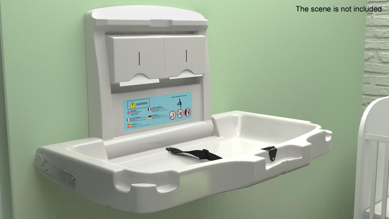 3D model Wall Mount Baby Changing Station with Safety Strap