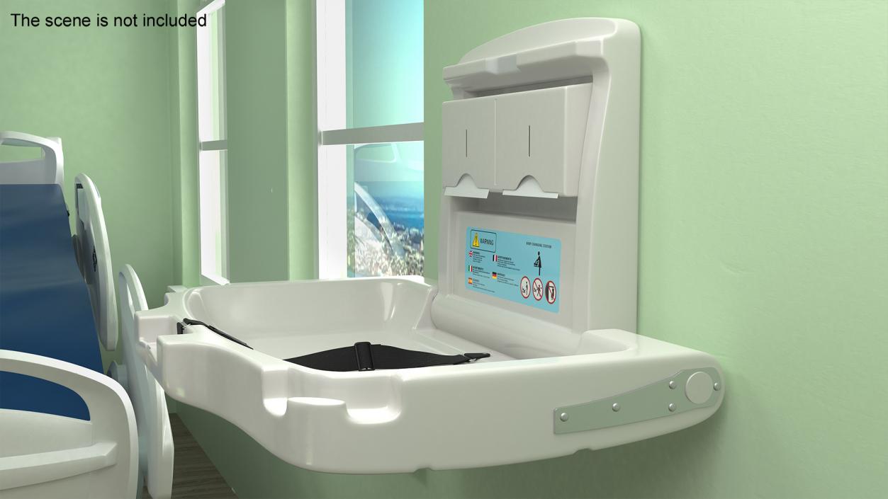 3D model Wall Mount Baby Changing Station with Safety Strap