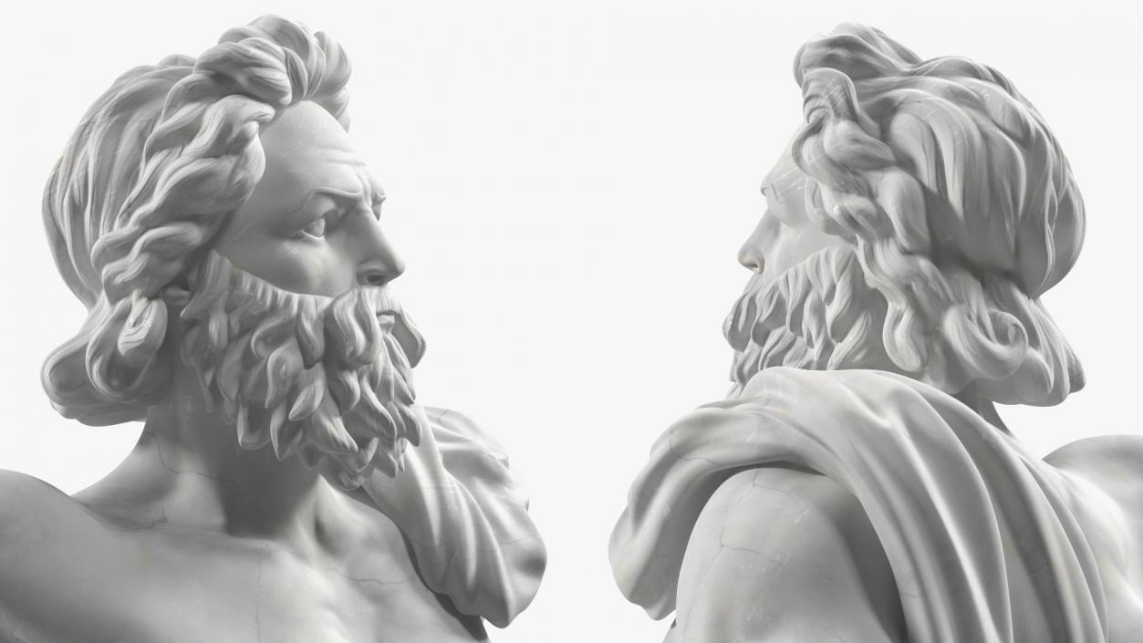 Poseidon Greek God Statue Marble 3D