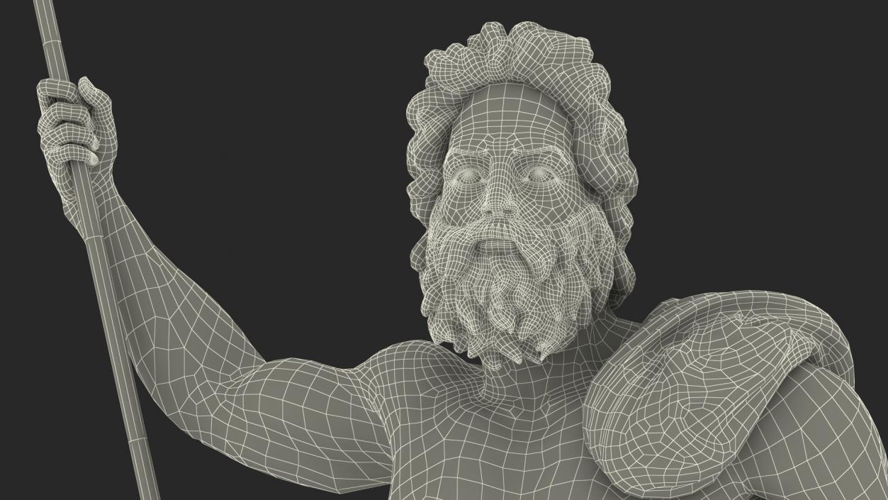 Poseidon Greek God Statue Marble 3D