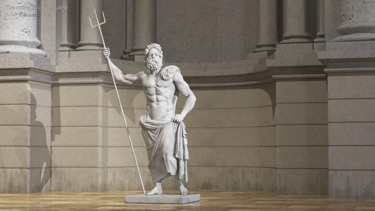 Poseidon Greek God Statue Marble 3D