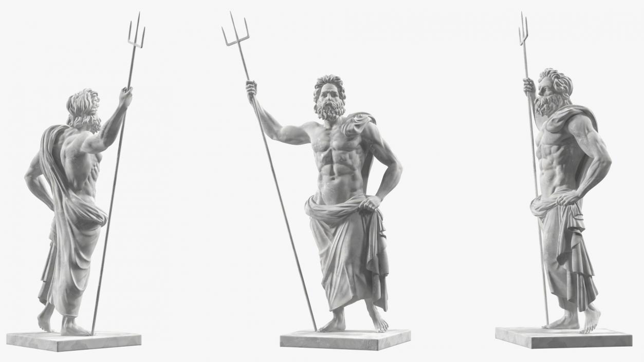 Poseidon Greek God Statue Marble 3D