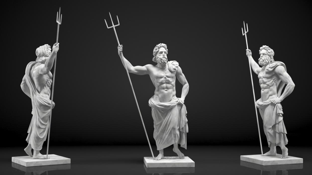 Poseidon Greek God Statue Marble 3D