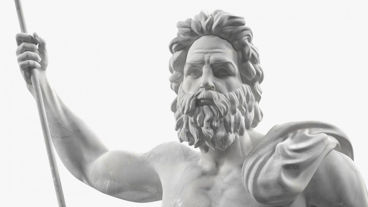 Poseidon Greek God Statue Marble 3D