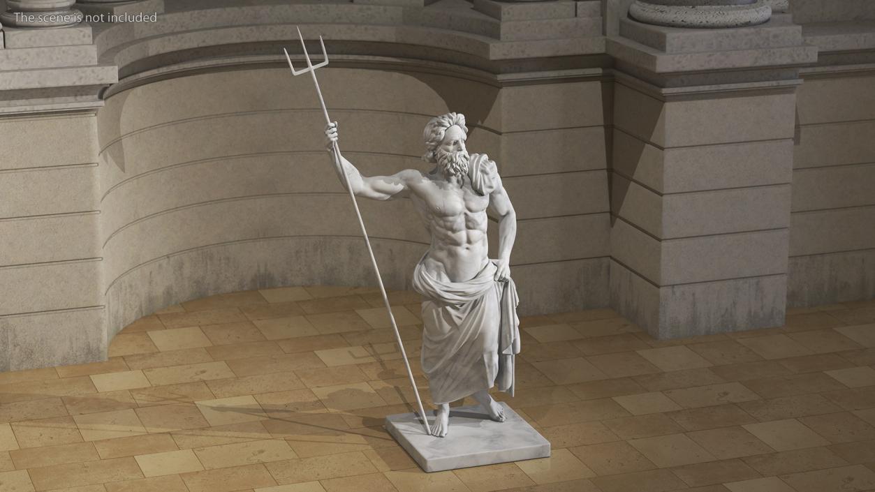 Poseidon Greek God Statue Marble 3D