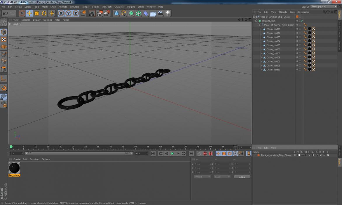 3D Piece of Anchor Ship Chain